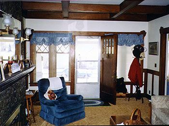 1907 Craftsman-Style home, Fort Dodge, Iowa. Beamed ceilings and original woodwork highlight the interior.